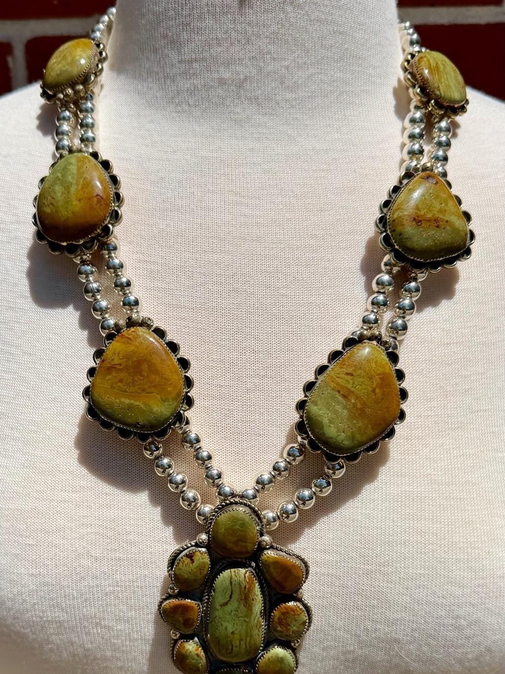 Genuine Turquoise/Sterling Silver Lariat Necklace, Artist Stamped